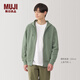 無(wú)印良品（MUJI）男式 粗細不均棉線(xiàn)緊密編織拉鏈連帽衫男士衛衣男生 AB1O7A5S 煙熏綠色 XL (180/104A)