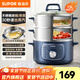 蘇泊爾（SUPOR）電蒸鍋 家用13L大容量猛火電鍋一體多功能鍋 無(wú)涂層不銹鋼電火鍋電煮鍋 電蒸鍋燉蒸煮一體多用途鍋 13L 【0涂層不銹鋼材質(zhì)】30秒速上氣13L