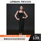 UR2025夏季新款女裝休閑褶皺后開(kāi)衩無(wú)袖連衣裙UWB750004 黑色 M