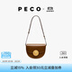 PECO易拉罐馬鞍包單肩真皮復古半圓紅色斜挎包高級質(zhì)感女包生日禮物 卡其色頭層手搓紋牛皮 現貨
