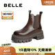 百麗（Belle）時尚復(fù)古切爾西靴女增高厚底短靴B2390DD4 棕色 36 (230mm)