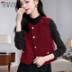 啄木鳥(niǎo)粗花呢子小香風(fēng)馬甲女款2026新款春秋外搭無(wú)袖坎肩馬夾背心短外套 復古紅 XL 120-140斤
