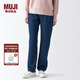 無(wú)印良品（MUJI） 女式 牛仔 直筒褲（股下77cm）女款牛仔褲子 純棉全棉丹寧回潮 藍色BEA90A3A 26inch 165/66A
