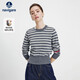 納維凱爾意大利小帆船女25秋冬新款條紋全羊毛針織衫短款羊毛衫2334005511