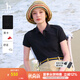 哈吉斯（HAZZYS）女裝 夏季女士【PHIZ系列】4?？坌奚硇蓍ePOLO衫女 黑色BK (155/80A 36) S