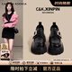 CAMILA KSENIA樂(lè )福鞋2025新款女小個(gè)子輕便增高一腳蹬英倫風(fēng)時(shí)髦百搭厚底小皮鞋 黑色啞光 38