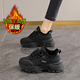 鴻星品尓克加絨女鞋冬季2025新款老爹鞋厚底小白鞋運動(dòng)休閑鞋雪地二棉鞋 黑色L8821-1加絨 37