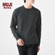 無印良品 MUJI 男式 美利奴羊毛 中針距 圓領(lǐng)毛衣 長(zhǎng)袖針織衫 M9AA001 炭灰色 M