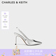 CHARLES&KEITH質(zhì)感鏈條尖頭高跟涼鞋子女鞋生日禮物七夕禮物送女友CK1-60280377 Silver銀色 37 (235)
