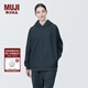 無(wú)印良品（MUJI）Labo 男女通用 不易沾水雙層編織 連帽運動(dòng)衫 衛衣無(wú)性別男式女式 藏青色 S （165/84A）