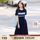 熙世界sllsky航海系撞色條紋連衣裙 裙子女夏季2025新款女裝休閑顯瘦收腰夏裝 學(xué)院藍(lán) L