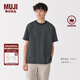 無印良品（MUJI）男式天竺編織圓領(lǐng)短袖T恤男士打底衫男款休閑上衣夏季男裝 黑色條紋 L (175/100A)