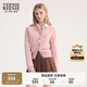 Teenie Weenie小熊女裝毛針織衫2025秋季新款簡(jiǎn)約時(shí)尚輕薄圓領(lǐng)開(kāi)衫 A-粉色 M