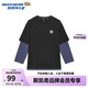 Skechers斯凱奇童裝男女童假兩件長袖T恤衫春秋插肩袖休閑上衣L125K070