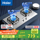 海爾（Haier）燃氣灶雙灶家用 天然氣不銹鋼灶具 5.2kw純藍火焰 65%熱效易潔耐高溫 臺嵌兩用JZT-Q2GE2(12T)
