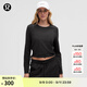 lululemon丨Cinched 女士系帶可調節開(kāi)口棉混紡長(cháng)袖 T 恤 LW3IAAS 黑色 S