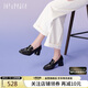 真美詩(shī)春季牛皮高跟女皮鞋舒適百搭樂(lè)福鞋Y6181AA4 黑色 38