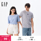 Gap男女裝2025夏季新款logo條紋純棉短袖T恤常規上衣美版 藏藍色條紋 768022 S 美碼 M亞洲碼175/92A