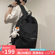 viney雙肩包男女簡約大容量旅行包背包電腦包休閑日系初中高中大學(xué)生書包小學(xué)生4-6年級超輕便減負(fù)減壓高顏值戶外出游旅游ins時尚潮流手提登山包 黑色+鴨子掛件