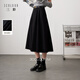 三彩2025冬季新款高腰半身裙磨毛A字裙顯瘦中長(cháng)裙大擺傘裙女 經(jīng)典黑 M 160/68A