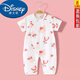 迪士尼（Disney）嬰兒連體衣夏季薄款寶寶短袖長(cháng)褲哈衣爬服純棉新生兒衣服夏裝睡衣 蝴蝶花 80