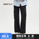 三福2025秋季男士工裝牛仔褲 時(shí)尚休閑寬松直腰褲子長(zhǎng)褲497688 黑色 29