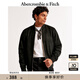 ABERCROMBIE & FITCH男裝24春秋款人造麂皮美式飛行員外套夾克KI132-4088 黑色 S (175/92A)