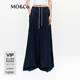 MO&Co.闊腿褲2025春新品三醋酸solotex輕量戶外抽繩高腰MBE1PAT024 深寶藍(lán)色 XS 155