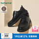 熱風（Hotwind）25年春季男士時尚休閑鞋時髦復古 休閑都市休閑皮鞋 01黑色（系帶款）H77M25101 41 255mm