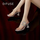 迪芙斯（D:FUSE）夏季新款拖鞋外穿女鉆扣一字帶水晶拖鞋仙女鞋 銀色 36