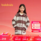 巴拉巴拉童裝女童外套2025春秋裝小童復(fù)古學(xué)院格子毛呢大衣潮208125116001