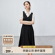 尚都比拉輕職場(chǎng)時(shí)尚優(yōu)雅本布細(xì)腰帶撞色拼接襯衫連衣裙 白拼黑 L