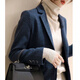 羅蒙2025春秋新款收腰氣質(zhì)西裝外套設計感小眾顯瘦休閑感西服女潮 藍色-1 234款 2XL 建議110-120斤
