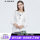S.DEER圣迪奧夏季百搭女裝個(gè)性圓領(lǐng)膠印不規則長(cháng)袖T恤S21280203 白色/90 M/165