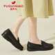 富貴鳥(niǎo)樂(lè )福鞋女鞋新款真皮平底一腳蹬豆豆鞋經(jīng)典單鞋 黑色 36