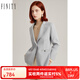 FINITY毛呢西裝外套秋冬季新款羊絨簡約氣質(zhì)短款羊毛大衣女 淺藍(lán) M