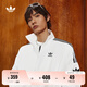 adidas情侶款復(fù)古風(fēng)梭織立領(lǐng)夾克外套男女阿迪達(dá)斯官方三葉草 亮白 L