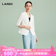 藍(lán)地（LANDI）[禪意光澤]LANDI優(yōu)雅氣質(zhì)修身短款小西裝外套女五分袖夏新品 純白色 S