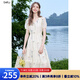 百圖betu女裝2025夏季新款短袖連衣裙重工刺繡文藝連衣裙裙子2507T67 杏色 L