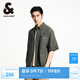 杰克·瓊斯（JACK&JONES）XJ肌理感泡泡紗字母刺繡潮流百搭短袖上衣寬松襯衫男裝2252O2008 E04軍綠色 L