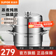 蘇泊爾（SUPOR）蒸鍋304不銹鋼三層復底多用蒸魚(yú)家用蒸籠電磁爐燃氣通用 歐式蒸鍋 3層 28cm