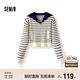 森馬（Semir）針織開(kāi)衫女短款海軍領(lǐng)溫柔系春2025寬松條紋衫少女感109125106003
