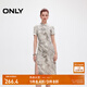 ONLY2025秋季新款國風(fēng)新中式盤扣收腰針織短袖連衣裙女|125161004 HHZ 米色暈染印花 S (160) 80A