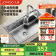 九牧（JOMOO）不銹鋼拉絲水槽大容量洗菜盆洗碗池大單槽龍頭套餐75*45 02277
