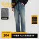 卡賓（CABBEEN）【寬松純棉】復古牛仔褲男2025夏季新款刺繡cleanfit直筒長褲 蔚藍色47 27 /165/S