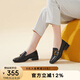 千百度（C.BANNER）女鞋樂福鞋女時尚懶人鞋舒適皮鞋豆豆鞋A22405858 黑色 35 
