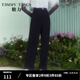 糖力【商場(chǎng)同款】冬季新款黑色休閑褲女高腰寬松直筒長(zhǎng)褲 黑色 S