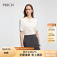 PRICH職場商務(wù)時尚知性飄帶V領(lǐng)短袖襯衫25夏季新款垂順氣質(zhì)正肩襯衣女 39象牙白色 L 170