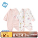 舒貝怡2件裝嬰兒衣服純棉長袖薄連體衣新生兒滿月寶寶哈衣周歲爬服粉73