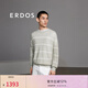 ERDOS【馬龍同款】春夏輕羊絨針織精紡圓領拼色時尚休閑條紋男針織衫 蘆葦綠 XL 180/100A